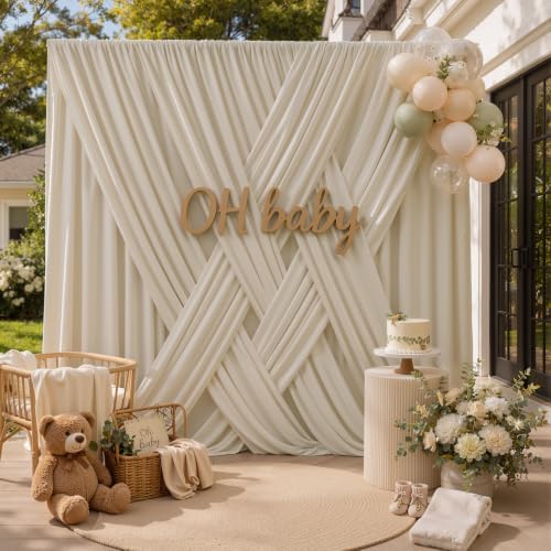 20x10FT Beige Backdrop Curtains, Polyester Back Drop for Parties in 20x10FT, alternate view 2