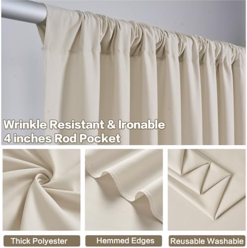 20x10FT Beige Backdrop Curtains, Polyester Back Drop for Parties in 20x10FT, alternate view 3