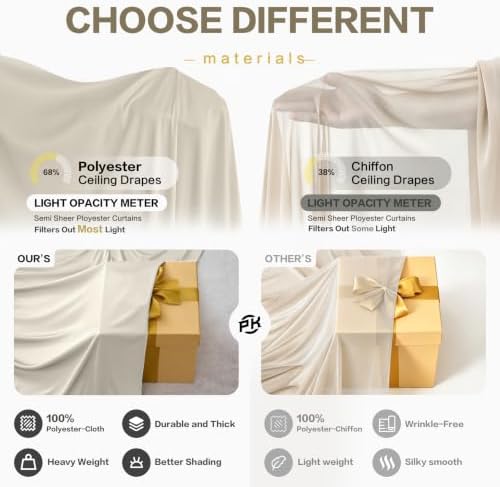 20x10FT Beige Backdrop Curtains, Polyester Back Drop for Parties in 20x10FT, alternate view 5