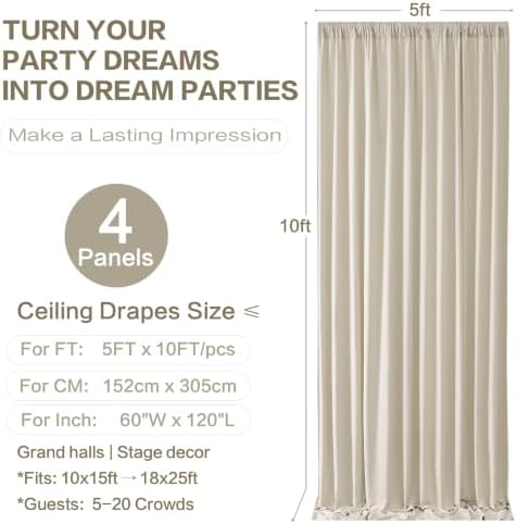20x10FT Beige Backdrop Curtains, Polyester Back Drop for Parties in 20x10FT, alternate view 6