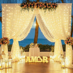 20x10FT Beige Wrinkle Free Backdrop Curtains with Lights String for Parties - Photo Curtain Backdrop with Lights, alternate