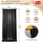 20x10FT Black Backdrop Curtain for Parties Sequin Backdrop Curtain in 20x10FT, alternate view 2