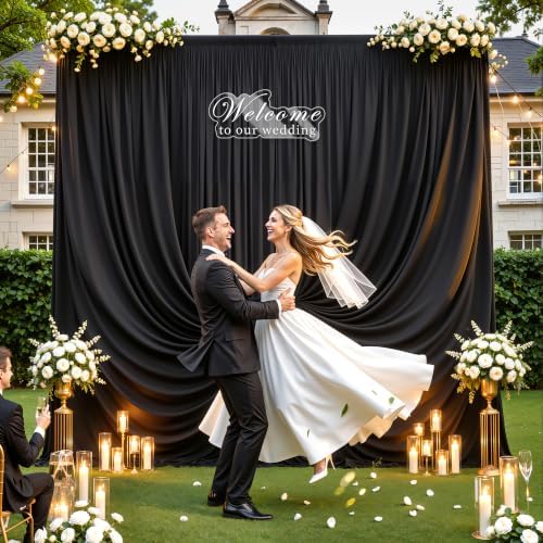 20x10ft Black Backdrop Curtain Wrinkle Free Photo Backdrop Drapes for Wedding Party Birthday Baby Shower, alternate view 2