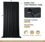 20x10ft Black Backdrop Curtains for Parties, 4 Panels 5x10ft Wrinkle-Free Polyester Background Curtains for, alternate view 4