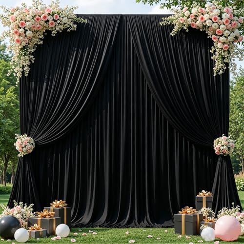 20x10ft Black Backdrop Curtains for Wedding Parties Wrinkle Free Black Curtains Photo Backdrop Drapes for