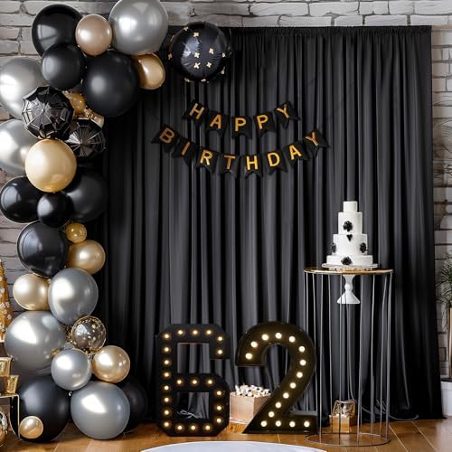 20x10ft Black Backdrop Curtains for Wedding Parties Wrinkle Free Black Curtains Photo Backdrop Drapes for, alternate view 3
