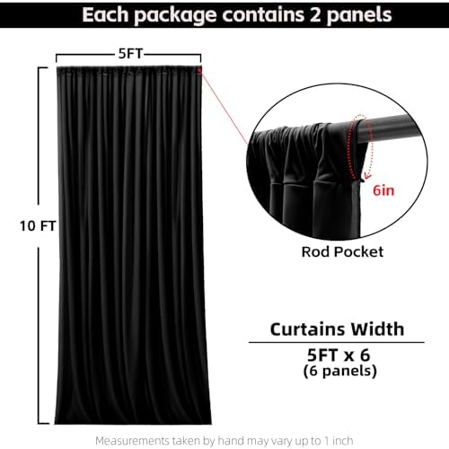 20x10FT Black Backdrop Curtains for Wedding Parties, Wrinkle Free Photo Backdrop Curtains for Wedding Birthday, alternate