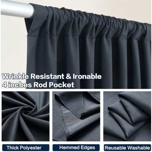 20x10FT Black Backdrop Curtains, Polyester Back Drop for Halloween in 20x10FT, alternate view 5