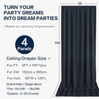 20x10FT Black Backdrop Curtains, Polyester Back Drop for Halloween in 20x10FT, alternate view 6