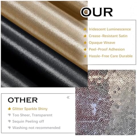 20x10ft Black Champagne Sequin Backdrop Curtains for Wedding Parties in 20x10ft, alternate view 2