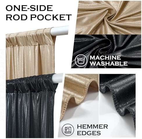 20x10ft Black Champagne Sequin Backdrop Curtains for Wedding Parties in 20x10ft, alternate view 5