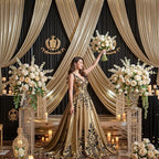 20x10ft Black Champagne Sequin Backdrop Curtains for Wedding Parties in 20x10ft, alternate view 7