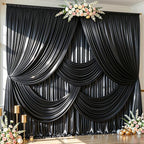 20x10ft Black Glitter Backdrop Curtain for Parties, Wrinkle Free Satin Photo Backdrop Drapes 4 Panels 5x10FT