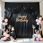 20x10ft Black Glitter Backdrop Curtain for Parties, Wrinkle Free Satin Photo Backdrop Drapes 4 Panels 5x10FT, alternate view