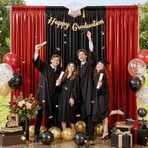 20x10FT Black Red Sequin Backdrop Curtains for Halloween Party in 20x10FT, alternate view 2