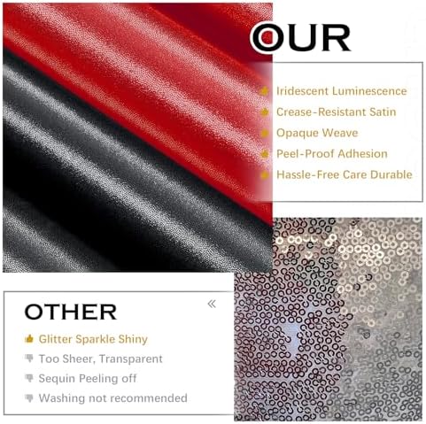 20x10FT Black Red Sequin Backdrop Curtains for Halloween Party in 20x10FT, alternate view 3