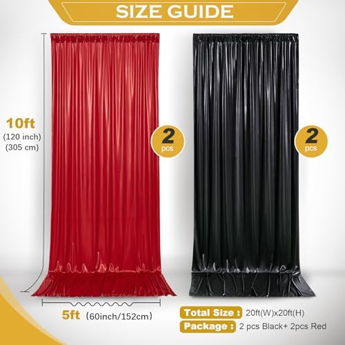20x10FT Black Red Sequin Backdrop Curtains for Halloween Party in 20x10FT, alternate view 4