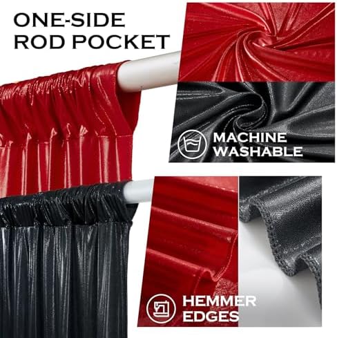20x10FT Black Red Sequin Backdrop Curtains for Halloween Party in 20x10FT, alternate view 6