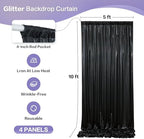 20x10FT Black Sequin Backdrop Curtain - 4 Panels of 5x10FT Wrinkle-Free Glitter Drapes for Photography, alternate view 2