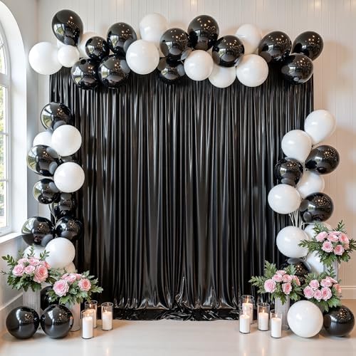 20x10FT Black Sequin Backdrop Curtain - 4 Panels of 5x10FT Wrinkle-Free Glitter Drapes for Photography, alternate view 3