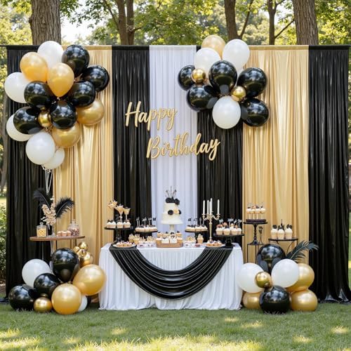 20x10FT Black Sequin Backdrop Curtain - 4 Panels of 5x10FT Wrinkle-Free Glitter Drapes for Photography, alternate view 5