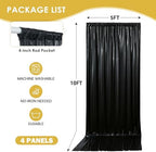 20x10FT Black Sequin Backdrop Curtain - 4 Panels of 5x10FT Wrinkle-Free Glitter Drapes for Photography, alternate view 6