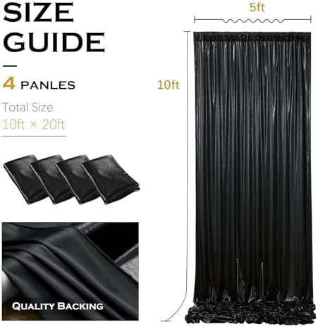 20x10ft Black Sequin Backdrop Curtains Wrinkle Free Drapes Halloween Photo in 20x10ft, alternate view 4
