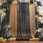 20x10ft Black Tulle Backdrop Curtain with Lights String for Parites, Sheer Backdrop Curtains for Wedding Baby, alternate view