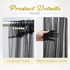 20x10ft Black Tulle Backdrop Curtain with Lights String for Parites, Sheer Photo Backdrop Curtains with Lights, alternate