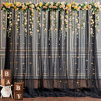 20x10ft Black Tulle Backdrop Curtain with Lights String for Parites, Sheer Photo Backdrop Curtains with Lights, alternate
