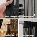 20x10FT Black Wrinkle Free Backdrop Curtains with Lights String for Parties - Photo Curtain Backdrop with Lights, alternate