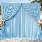 20x10ft Blue Backdrop Curtain Panels for Parties - Wrinkle Free Polyester Photo Curtain Backdrop Wedding Back
