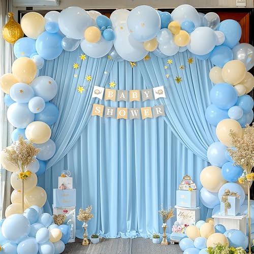 20x10ft Blue Backdrop Curtain Panels for Parties - Wrinkle Free Polyester Photo Curtain Backdrop Wedding Back, alternate view