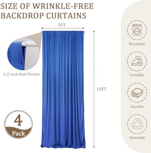 20x10FT Blue Backdrop Curtains for Wedding Parties, Ultra Drapey & Silky Drapes for Backdrop Skin-Friendly &, alternate view