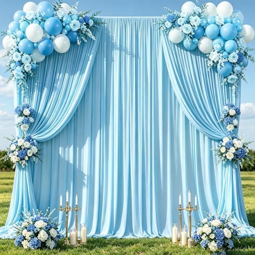 20x10ft Blue Backdrop Curtains for Wedding Parties Wrinkle Free Blue Curtain Photo Backdrop Drapes for