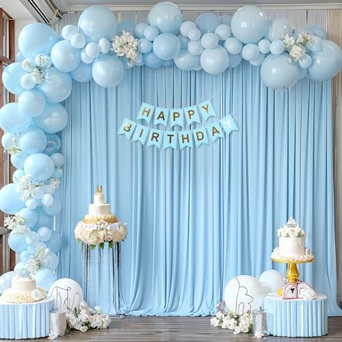 20x10ft Blue Backdrop Curtains for Wedding Parties Wrinkle Free Blue Curtain Photo Backdrop Drapes for, alternate view 7