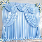 20x10ft Blue Glitter Backdrop Curtain for Parties, Wrinkle Free Satin Photo Backdrop Drapes 4 Panels 5x10FT
