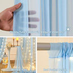 20x10FT Blue Wrinkle Free Backdrop Curtains with Lights String for Parties - Photo Curtain Backdrop with Lights, alternate