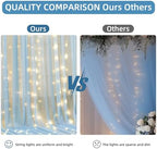 20x10FT Blue Wrinkle Free Backdrop Curtains with Lights String for Parties - Photo Curtain Backdrop with Lights, alternate