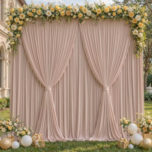20x10ft Blush Nude Backdrop Curtain Panels for Parties - Wrinkle Free Polyester Photo Curtain Backdrop Wedding