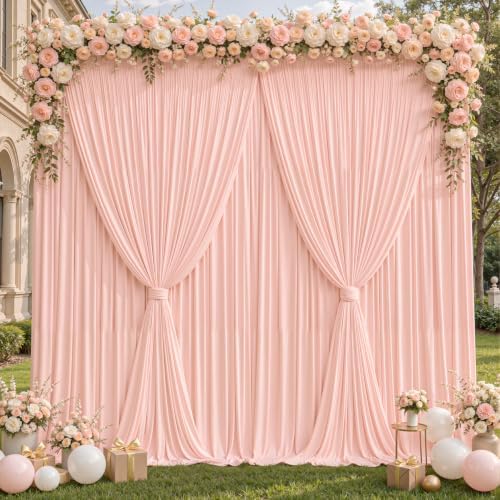 20x10ft Blush Pink Backdrop Curtain Panels for Parties - Wrinkle Free Polyester Photo Curtain Backdrop Wedding