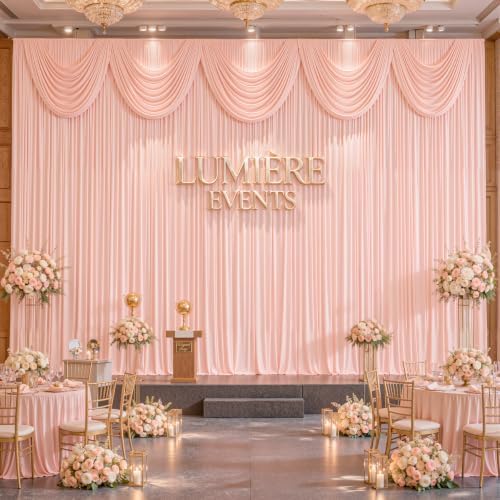 20x10ft Blush Pink Backdrop Curtain Panels for Parties - Wrinkle Free Polyester Photo Curtain Backdrop Wedding, alternate