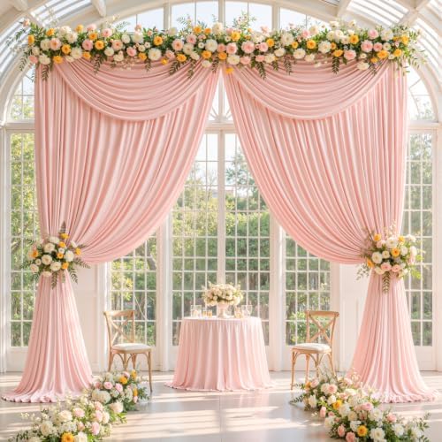 20x10ft Blush Pink Backdrop Curtain Panels for Parties - Wrinkle Free Polyester Photo Curtain Backdrop Wedding, alternate