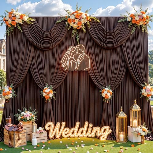 20x10ft Brown Backdrop Curtain for Parties Wrinkle Free Fabric Backdrop Curtain Wedding Photo Backdrop Drapes