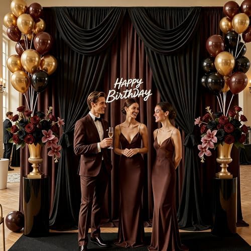 20x10ft Brown Backdrop Curtains for Parties, 4 Panels 5x10ft Wrinkle-Free Polyester Background Curtains for, alternate view 7
