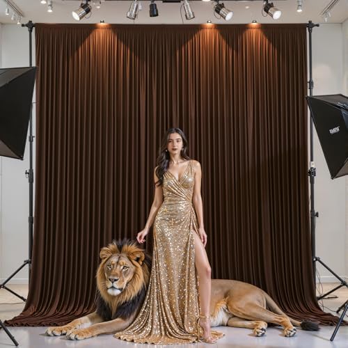 20x10ft Brown Backdrop Curtains for Wedding Parties Wrinkle Free Photo Backdrop Drapes for Photography Birthday, alternate
