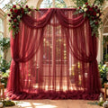20x10ft Burgundy Tulle Backdrop Curtain for Parites, Sheer Photo Backdrop Drapes for Wedding Baby Shower Boy