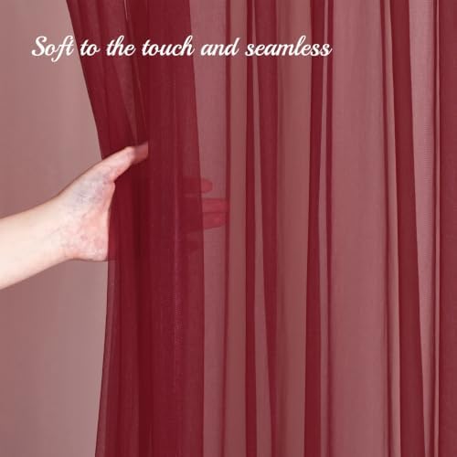 20x10ft Burgundy Tulle Backdrop Curtain for Parites, Sheer Photo Backdrop Drapes for Wedding Baby Shower Boy, alternate view