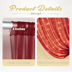 20x10ft Burgundy Tulle Backdrop Curtain with Lights String for Parites, Sheer Photo Backdrop Curtains with, alternate view 4