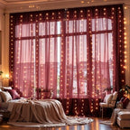 20x10ft Burgundy Tulle Backdrop Curtains with Lights String for Parties, Wrinkle Free Shiny Sheer Curtain, alternate view 6